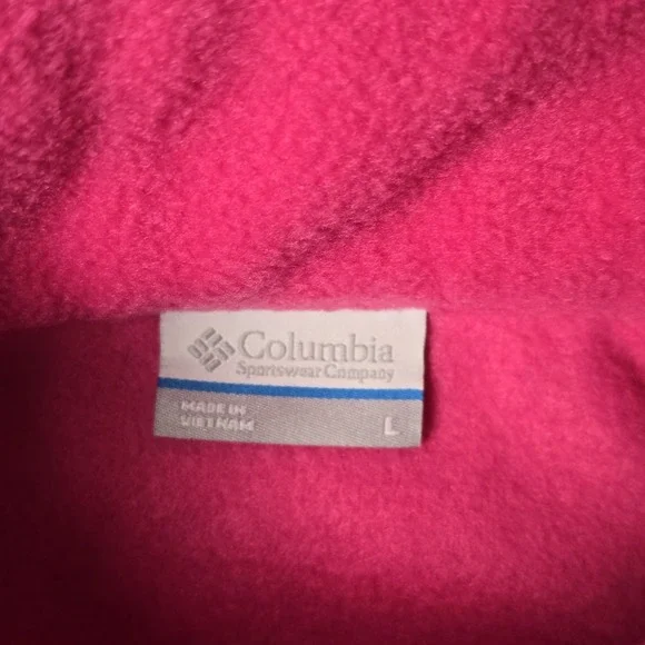 Columbia Fleece Jacket Women's L Pink Zip-Up Winter Warm Embroidered Logo Cozy - Picture 3 of 9
